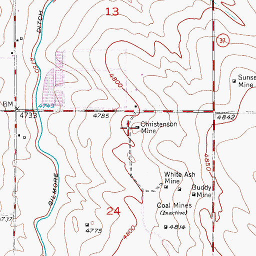 Topographic Map of Christenson Mine, CO
