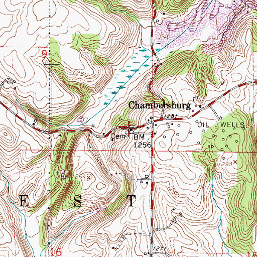 Topographic Map of Chambersburg Cemetery, OH