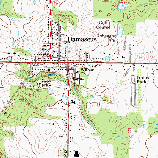 Topographic Map of Damascus Cemetery, OH