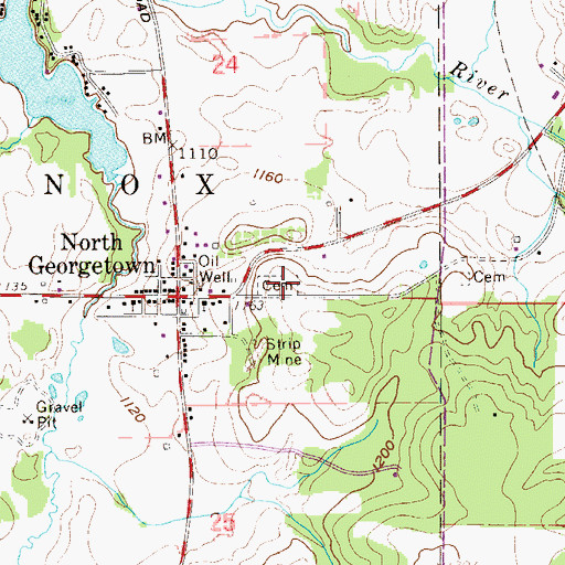 Topographic Map of North Georgetown Cemetery, OH