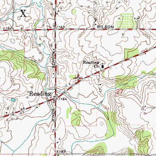 Topographic Map of Reading Cemetery, OH