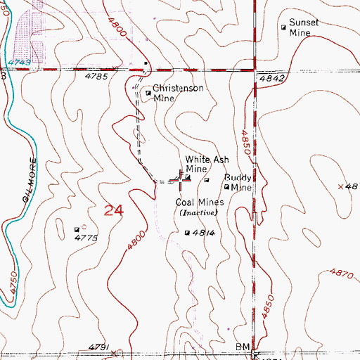 Topographic Map of White Ash Mine, CO