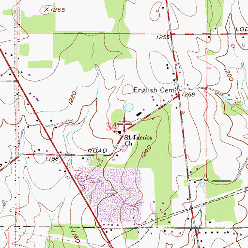 Topographic Map of Saint Jacobs Cemetery, OH