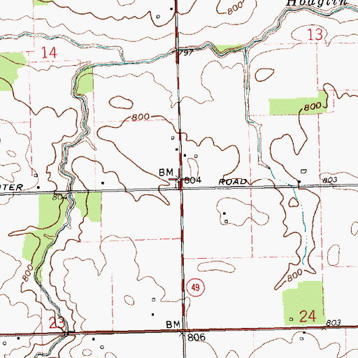 Topographic Map of Glenn Cemetery, OH