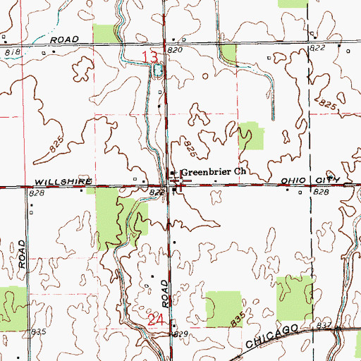 Topographic Map of Greenbriar Cemetery, OH
