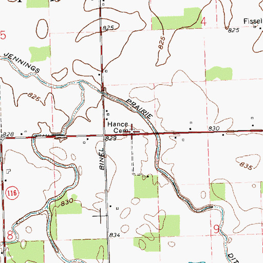 Topographic Map of Hance Cemetery, OH