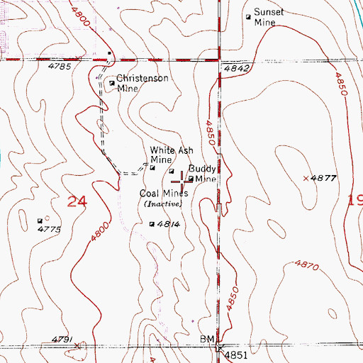 Topographic Map of Buddy Mine, CO