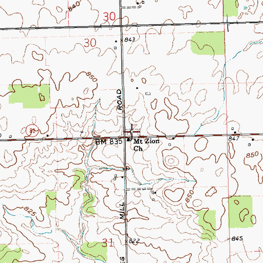 Topographic Map of Ridge Cemetery, OH