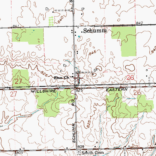 Topographic Map of Schumm Cemetery, OH