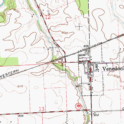 Topographic Map of Venedocia Cemetery, OH