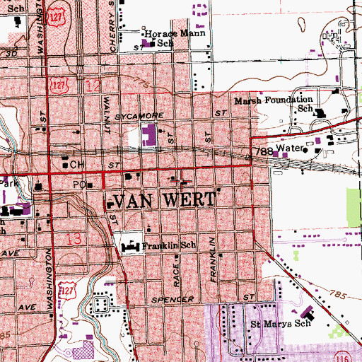 Topographic Map of Van Wert Civic Theater, OH