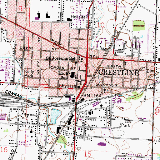 Topographic Map of First Presbyterian Church, OH