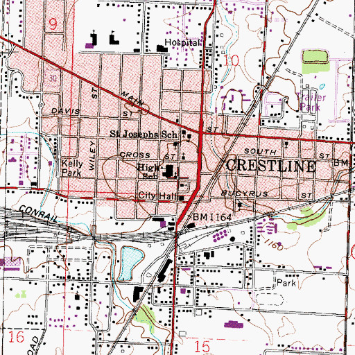 Topographic Map of First United Methodist Church, OH