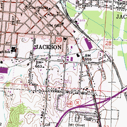 Topographic Map of Faith Lutheran Church, OH