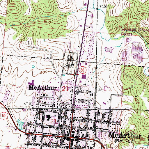 Topographic Map of Church of the Nazarene, OH