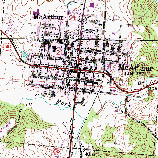 Topographic Map of McArthur United Methodist Church, OH