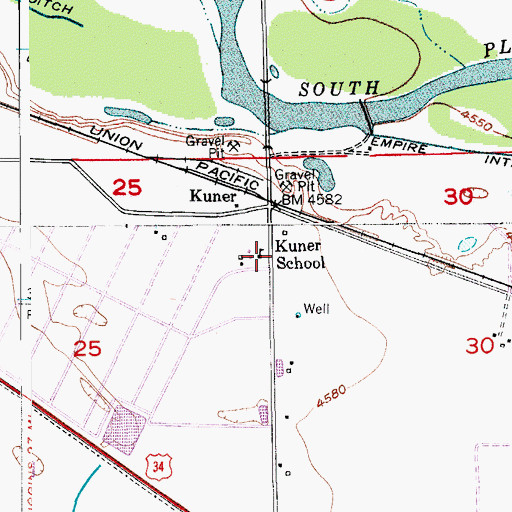 Topographic Map of Kuner School, CO
