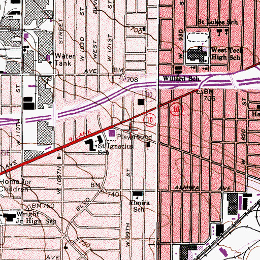Topographic Map of Denison Avenue United Church of Christ, OH