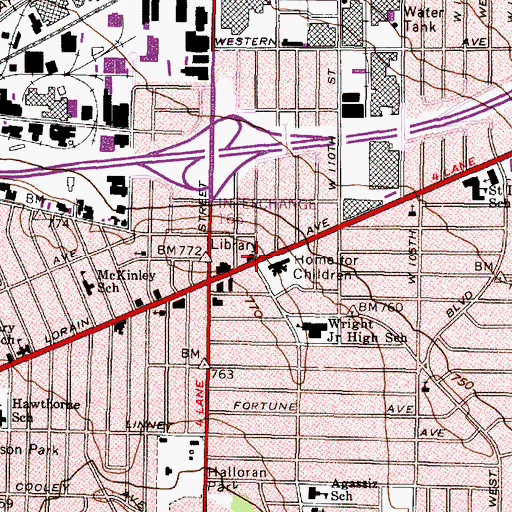 Topographic Map of Eastman Branch Cleveland Public Library, OH