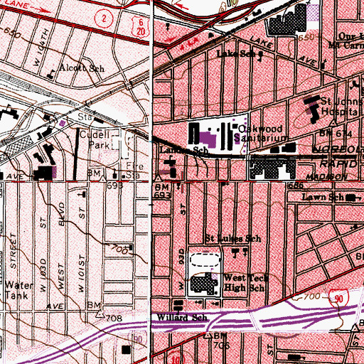 Topographic Map of Madison Avenue Baptist Church (historical), OH