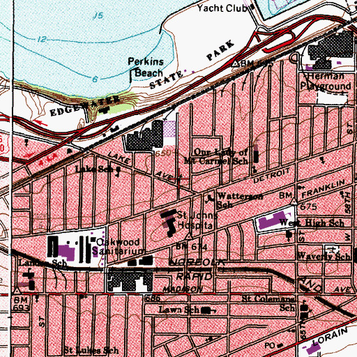 Topographic Map of Saint Lukes Protestant Episcopal Church, OH