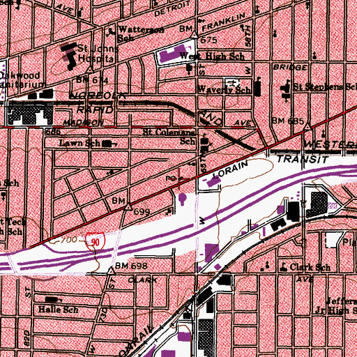Topographic Map of Station A Cleveland Post Office, OH