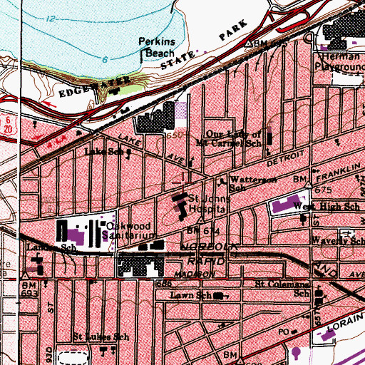 Topographic Map of Walz Branch Cleveland Public Library, OH