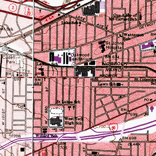 Topographic Map of West Eightyfifth Street Gospel Hall, OH