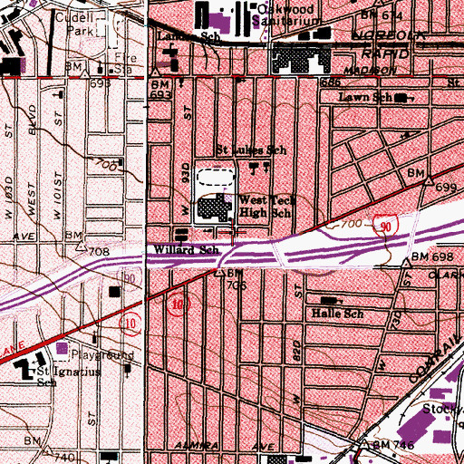 Topographic Map of West Side Church of the Nazarene, OH