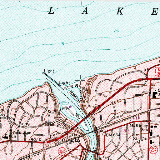 Topographic Map of Clifton Beach, OH
