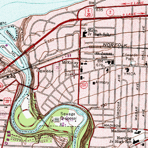 Topographic Map of Lakewood Fire Department Station 2, OH