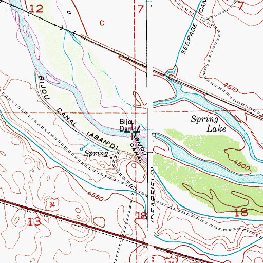 Topographic Map of Bijou Dam, CO