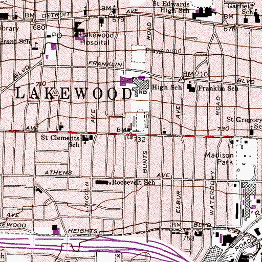 Topographic Map of Lakewood Church of the Nazarene, OH