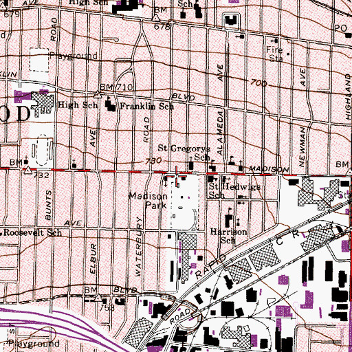 Topographic Map of Madison Branch Lakewood Public Library, OH