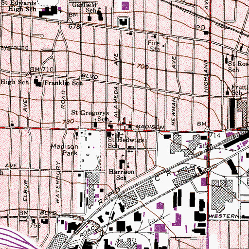 Topographic Map of Saint Cyril - Methodius School, OH