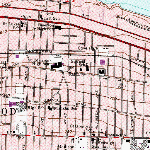 Topographic Map of Wright Nursing Center, OH