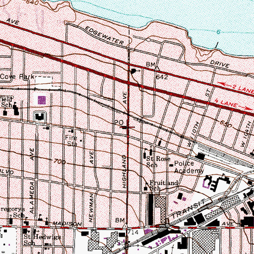 Topographic Map of Edgewater Branch Lakewood Post Office, OH