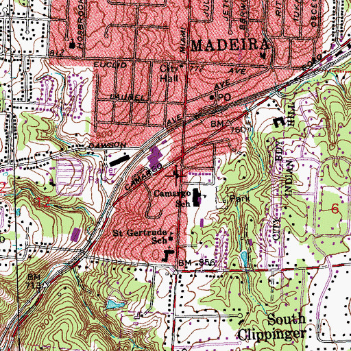 Topographic Map of Perin Elementary School (historical), OH