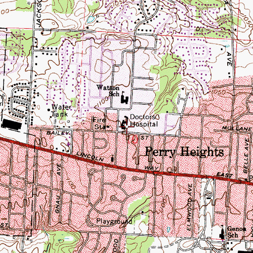 Topographic Map of Affinity Medical Center Doctors Hospital Campus, OH