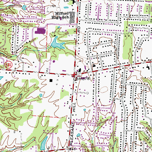 Topographic Map of Pleasant Hill Church (historical), OH