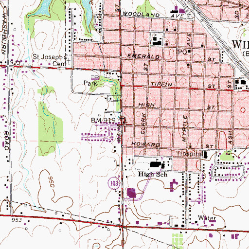 Topographic Map of Church of God of Prophecy, OH