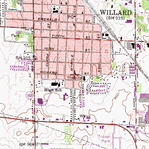 Topographic Map of Church of the Nazarene, OH