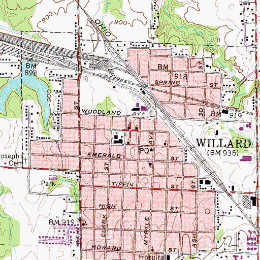 Topographic Map of First Presbyterian Church, OH