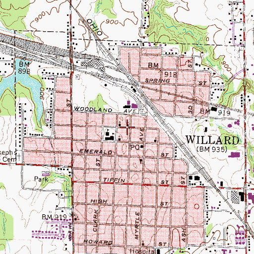 Topographic Map of Grace Methodist Church, OH
