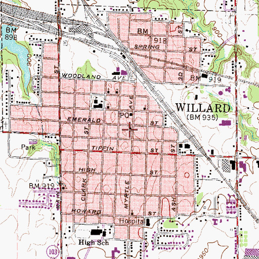 Topographic Map of Trinity Lutheran Church, OH