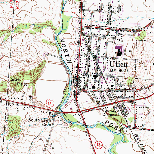 Topographic Map of Utica Presbyterian Church, OH