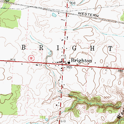 Topographic Map of Brighton Congregational Church, OH