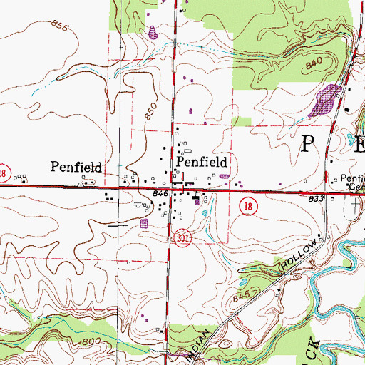 Topographic Map of Penfield Community Church, OH