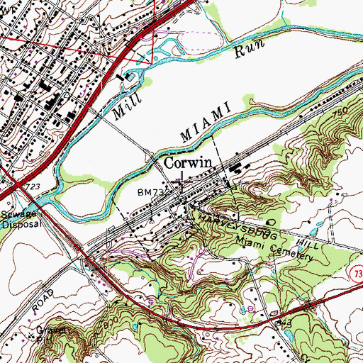 Topographic Map of Corwin Pentecostal Church, OH