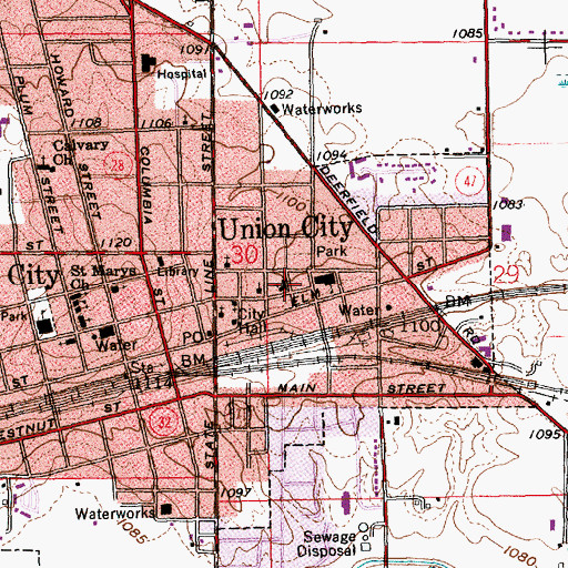Topographic Map of Evangelical United Methodist Church, OH